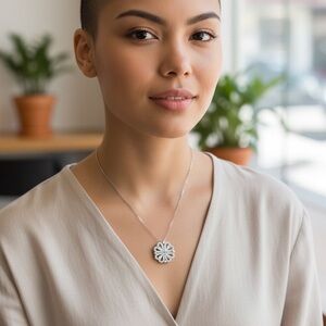 Heart shaped 4 leaf clover pendent necklace. 18” length chain